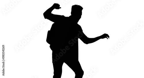 Man in a dynamic pose with one arm flexed isolated on transparent background, Vector