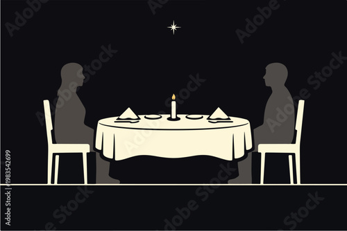 Restaurant Reservation Experience Concept with Prepared Dining Space Reflecting Customer Presence and Anticipation Illustration