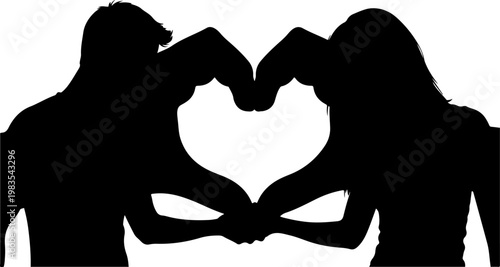 Romantic Couple Heart Silhouette SVG