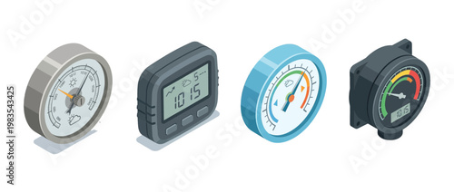 barometer flat color isometric vector