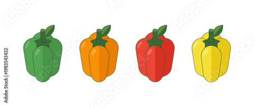 bell pepper flat color isometric vector