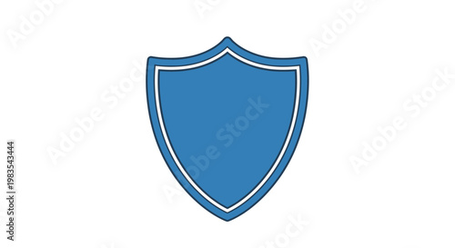 A simple, solid blue shield emblem with a double outline on a white background