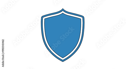 A blue shield with a white outline and a black border