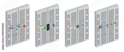 breadboard flat color isometric vector