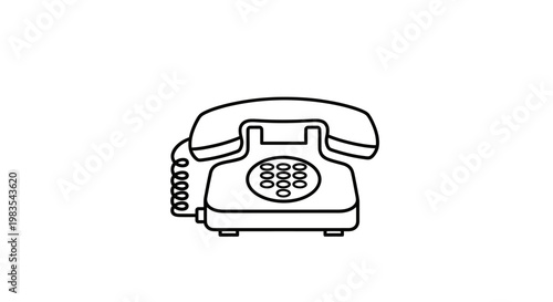 A simple black outline drawing of a vintage rotary dial telephone