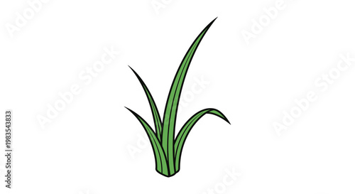 Simple cartoon illustration of a clump of grass with thin green blades and black outlines