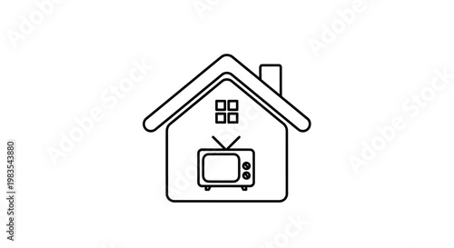 Outline of a house with a classic television inside