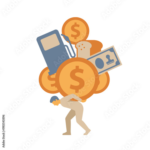 Man Struggling Under Heavy Burden of High Cost of Living and Inflation.