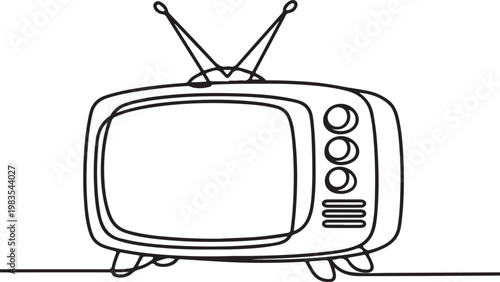 retro television line drawing vintage tv screen minimalist media device sketch