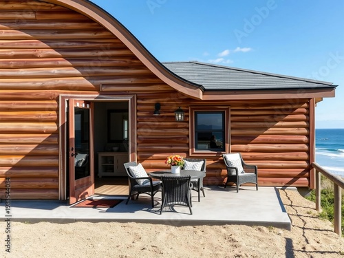 Rustic Coastal Retreat: A Serene Beachside Log Cabin