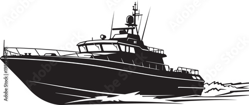 Black boat, yacht, vessel, nautical icon, vector illustration, sailing ship, watercraft