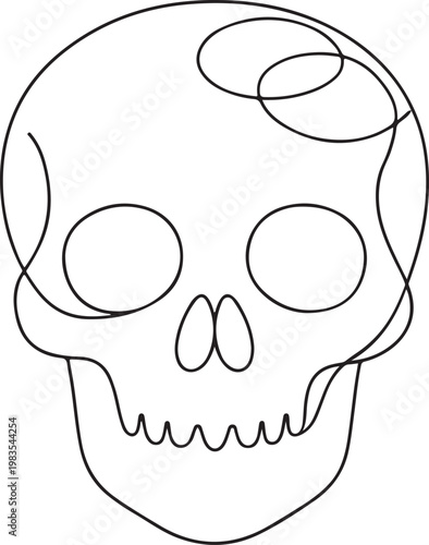 human skull minimalist line drawing cranium anatomy doodle illustration