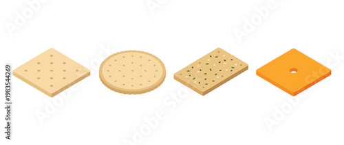 cracker flat color isometric vector