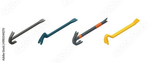 crowbar flat color isometric vector