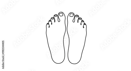 Simple line drawing depicting the soles of two human feet