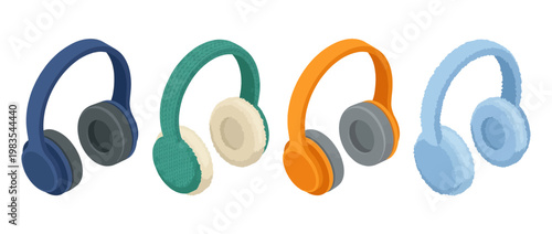 ear muffs flat color isometric vector