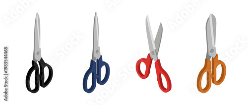 fabric shears flat color isometric vector