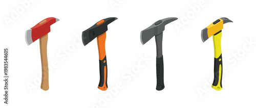 fire axe flat color isometric vector