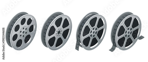 film reel flat color isometric vector