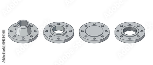 flange flat color isometric vector