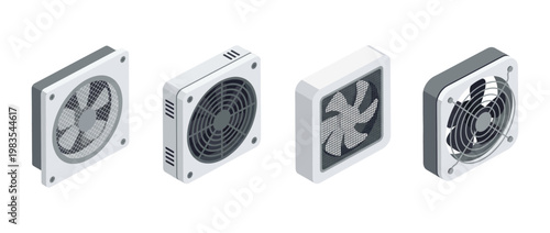 exhaust fan flat color isometric vector