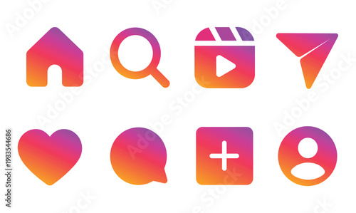 Colorful Gradient Social Media App Icons Set