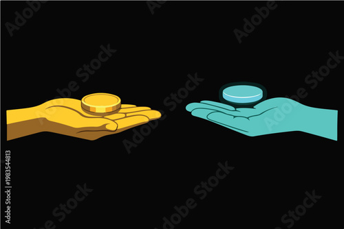 Cryptocurrency Value Comparison Concept with Physical Currency Versus Digital Asset Representation Illustration