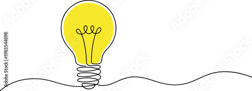 light bulb turned on line drawing idea concept creative inspiration illustration