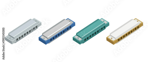 harmonica flat color isometric vector