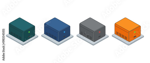 hard drive flat color isometric vector