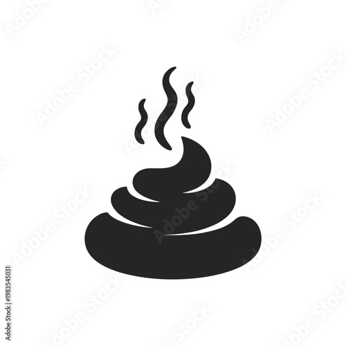 A simple black silhouette depicts a pile of excrement with rising fumes