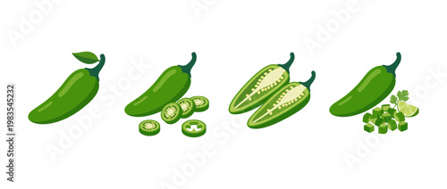 jalapeno flat color isometric vector