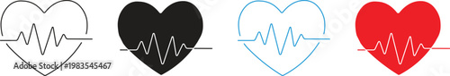 Heart beat icon set vector illustration.