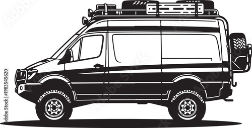 Vector van illustration, camper van, adventure vehicle, travel transport