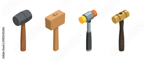 mallet flat color isometric vector