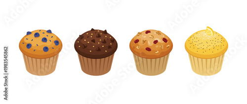 muffin flat color isometric vector