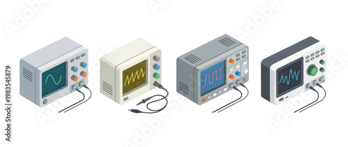 oscilloscope flat color isometric vector