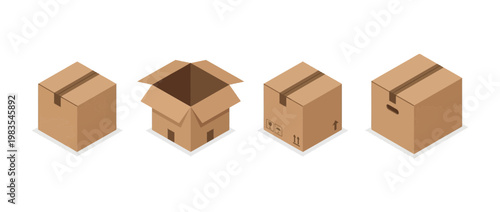 packing box flat color isometric vector