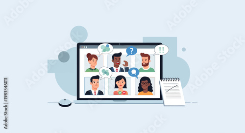 Remote team meeting on a laptop.