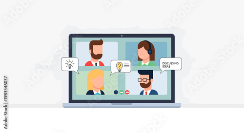 Remote team meeting on a laptop.