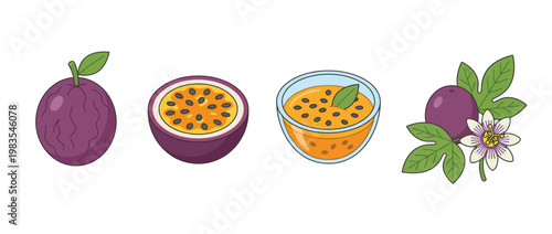 passion fruit flat color isometric vector