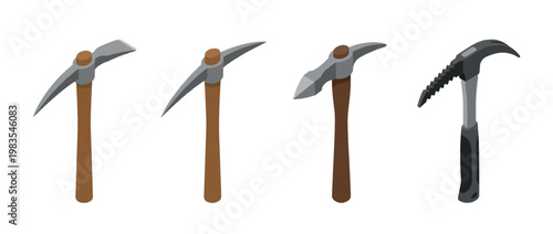 pickaxe flat color isometric vector