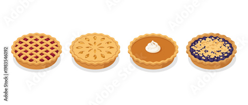 pie flat color isometric vector