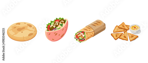 pita flat color isometric vector