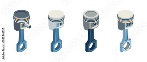piston flat color isometric vector