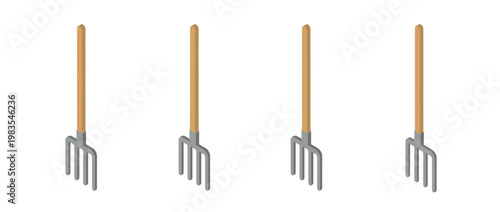pitchfork flat color isometric vector