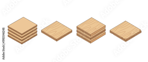 plywood flat color isometric vector