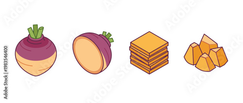 rutabaga flat color isometric vector