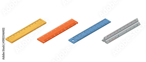ruler flat color isometric vector
