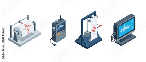 seismograph flat color isometric vector